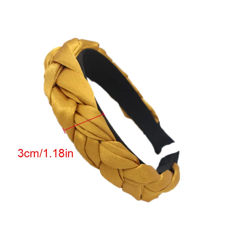 Ретро атласные обручи для волос 3 см широкие простые плетеные дизайнерские