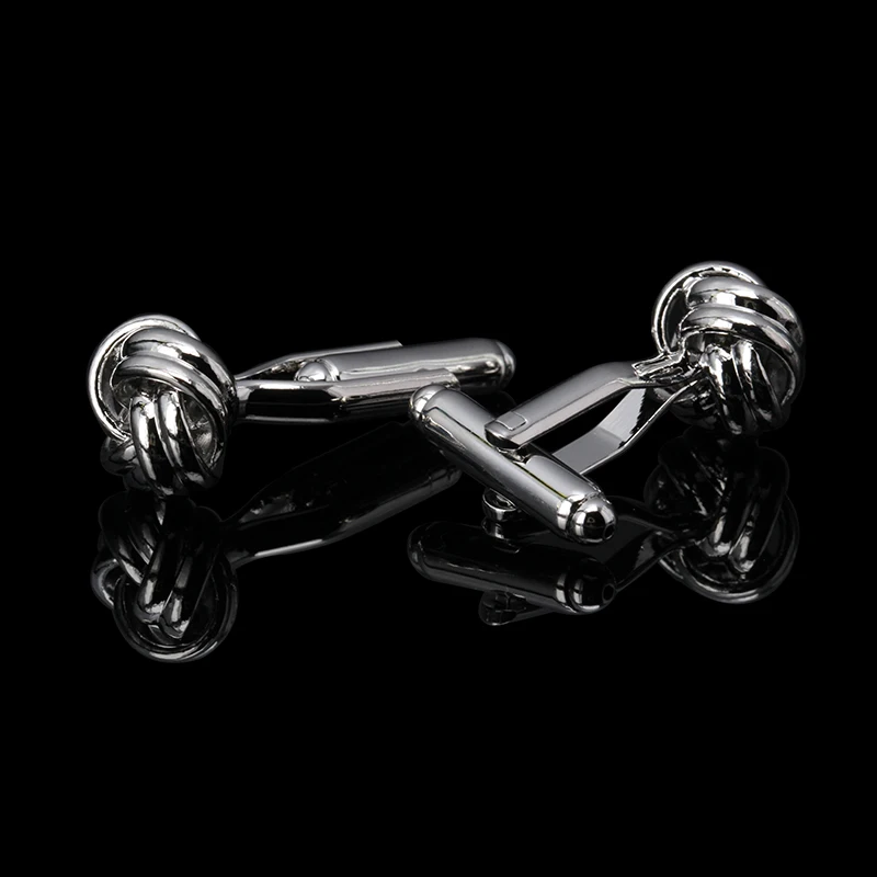

MeMolissa Display Box Silvery Cufflinks for Men Fashion Cute Knot Shaped Top Quality Cuff Links Button Free Tag & Wipe Cloth