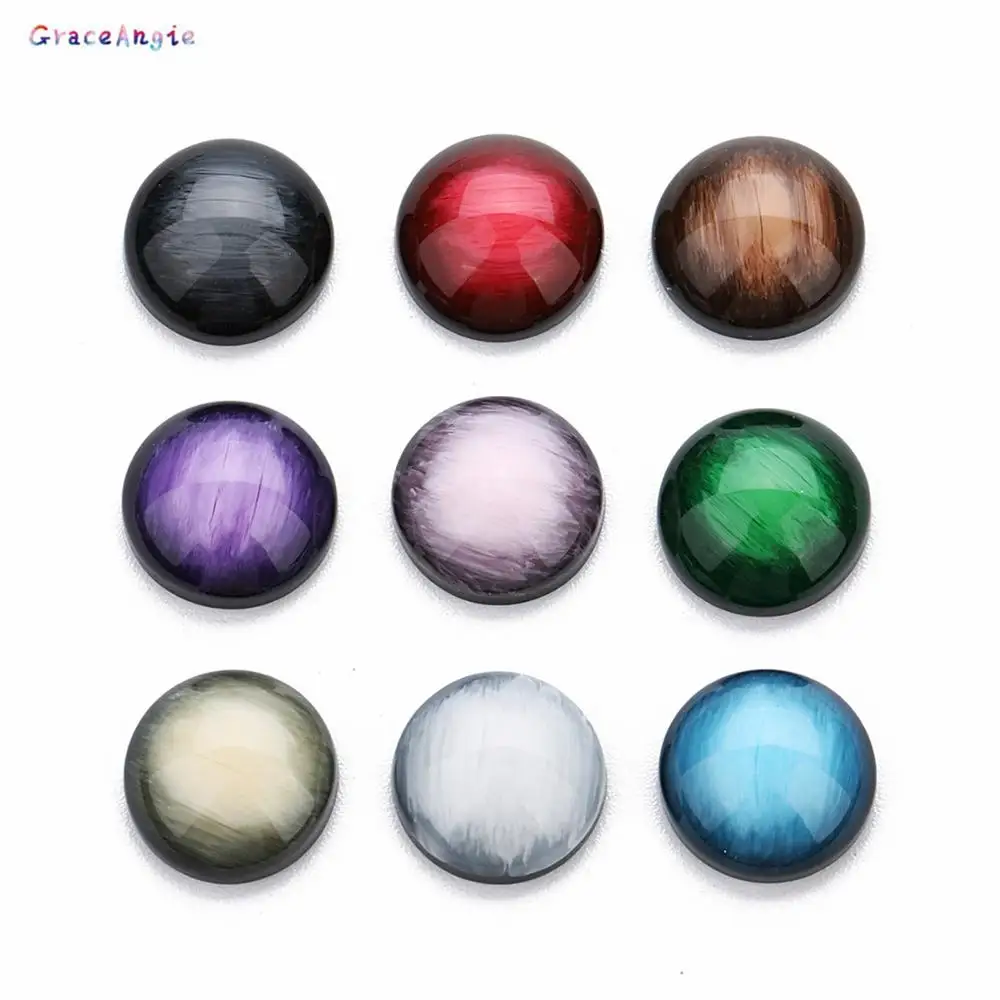 

10pcs/pack Resin Round Flat Black Cabochon Colorful Beads Cameo Pendant For DIY phone Case Accessory fashion Jewelry Making