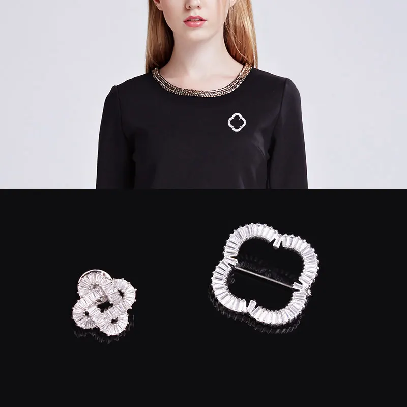 Версия роскошной атмосферной броши в форме клевера бутоньерка на костюм