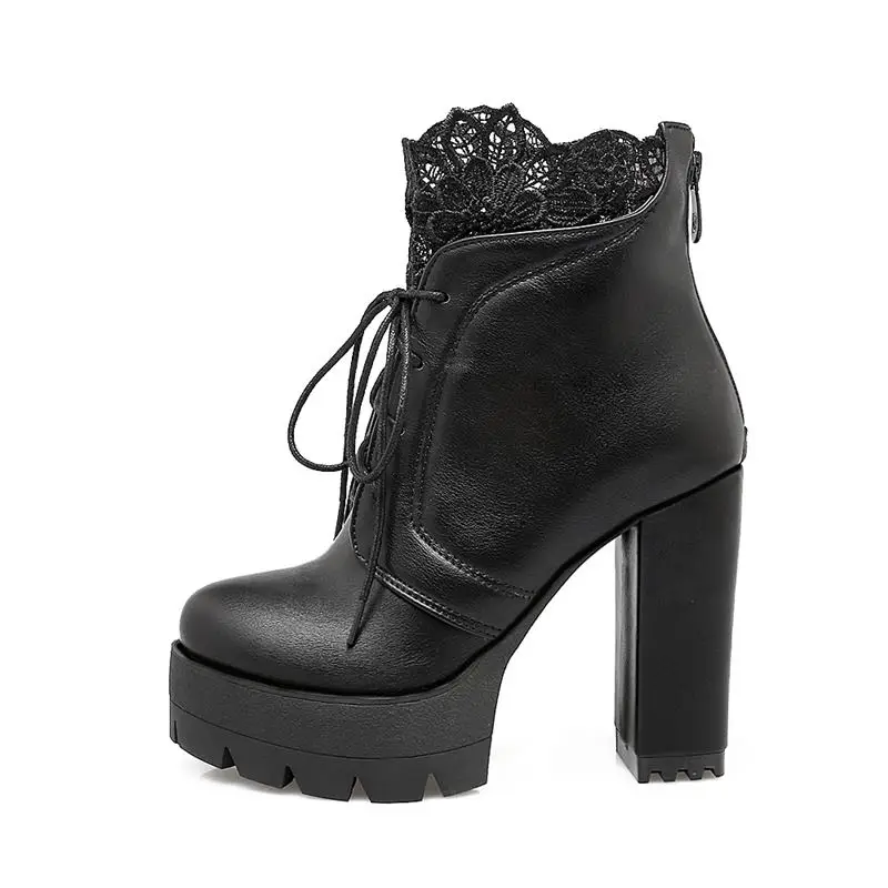 ASUMER/новые женские ботинки размера плюс 34 43 на шнуровке и толстом высоком каблуке