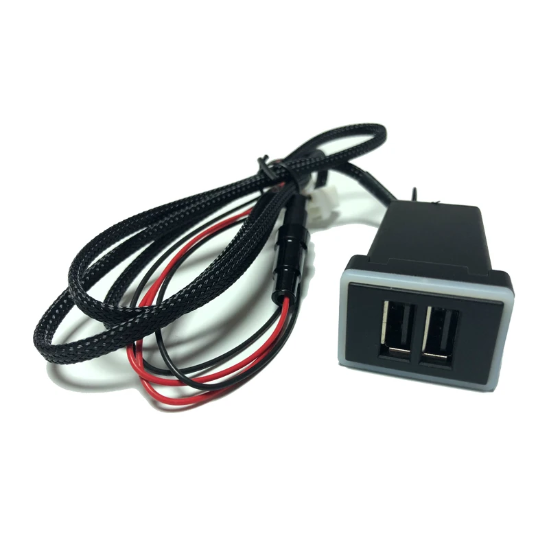 2.1A синий светодиод двойной usb переключатель автомобильное зарядное устройство порты телефон Быстрая зарядка переоборудование для toyota chr rav4 corolla yaris alphard