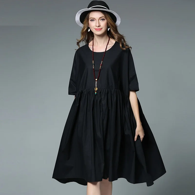 Женское свободное платье-колокол повседневное Хлопковое платье трапециевидной