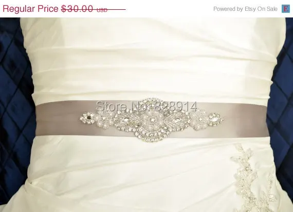 

Evening Dress Belt Wedding Dress Sash for Bridal Belt Handmade with 400cm Length Ribbon 14 colors With Rhinestones Applique