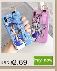 Donald Daisy Duck Case for iPhone 7 8 6 6S Plus Cute Cartoon Wrist Strap Bracket Phone Cover for iPhone XS Max XR X Case Funda