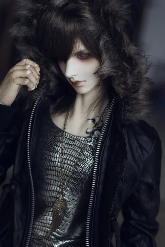 1/3 BJD SD17 черное кожаное пальто с меховым воротником шапка мотор кожаная куртка