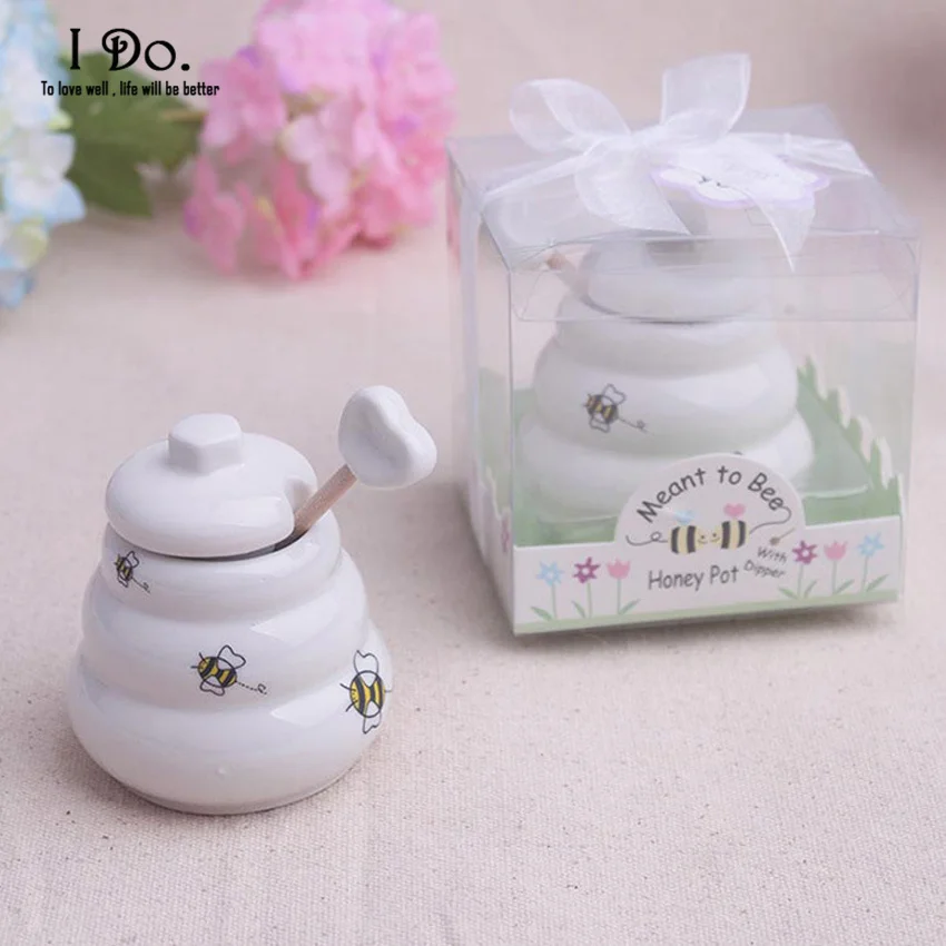 Бесплатная доставка керамический пчелиный мед банка свадебные сувениры и