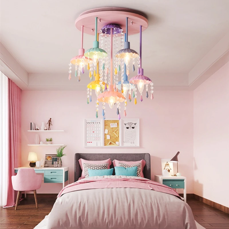 Candelabro de vela de color dulce Macaron, lámpara de restaurante, lámpara de dormitorio, habitación de niños, lámparas de decoración del hogar de princesa