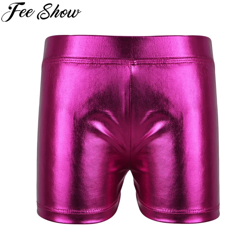 FEESHOW, для девочек, металлические, гимнастические, для танцев, шорты, блестящие, для занятий спортом, бодибилдинг, плавание