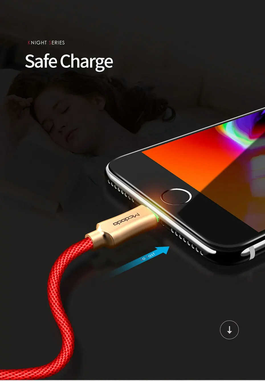 Usb-кабель Mcdodo для iPhone X, 8, 7, 6 Plus, автоматическое отключение, провод для быстрой зарядки, для iPhone 6S, 5S, SE, iPad, синхронизация данных, usb-кабель для зарядного устройства