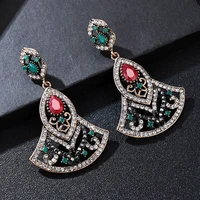 luxury vintage long earrings for women large bridal earrings statement resin fan boucle doreille boho rthnic indian jewelry