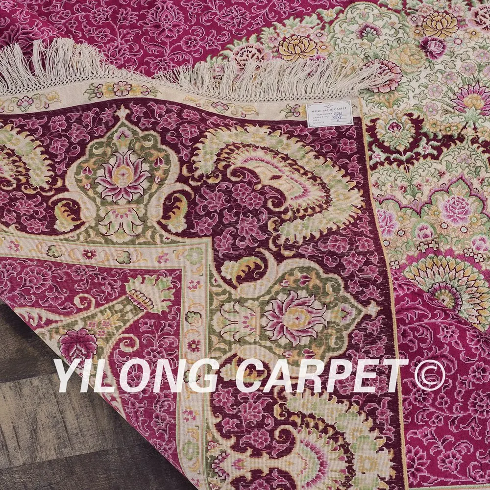 Yilong 5 'x 8' персидский шелковый ковер ручной работы элегантный медальон Qum