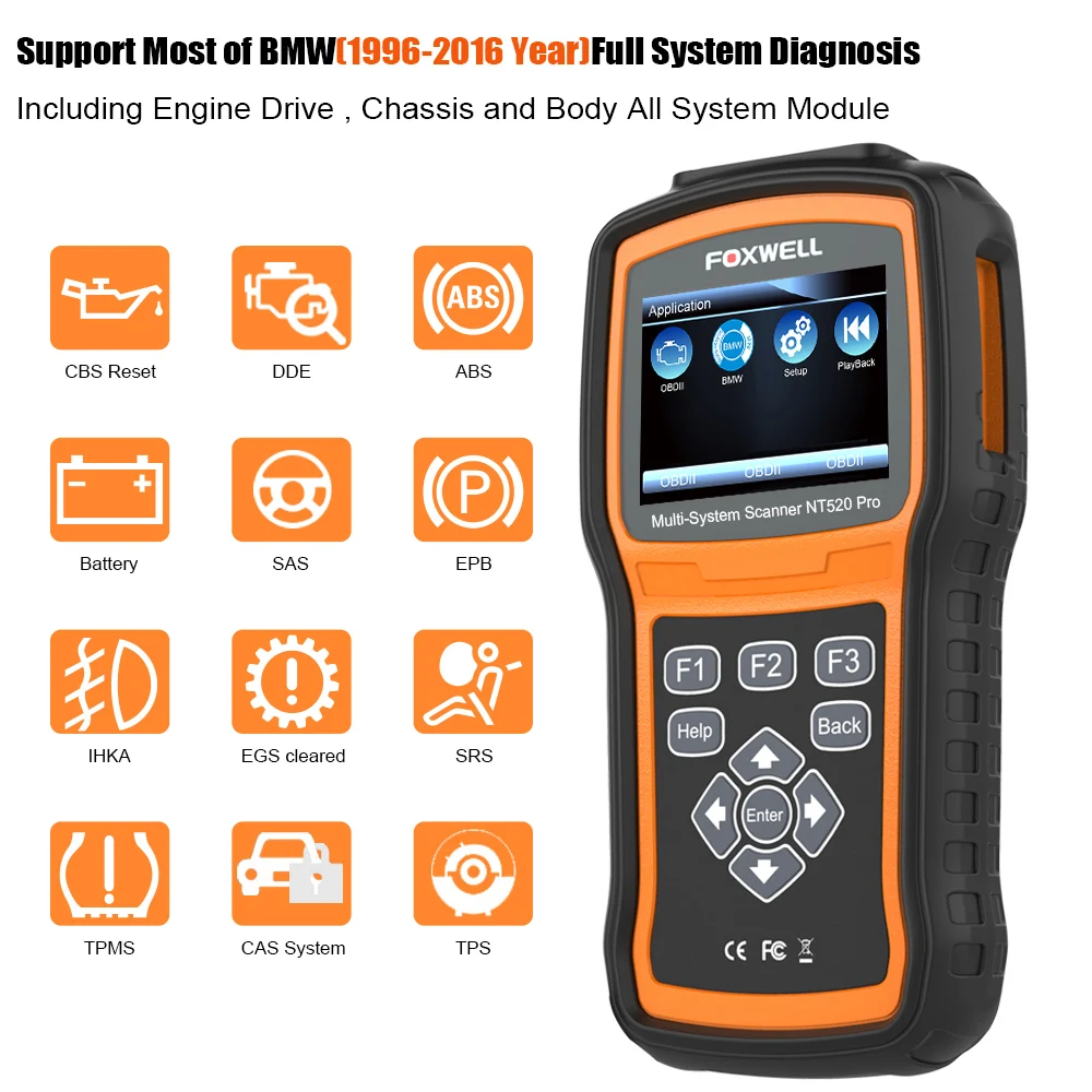 Foxwell NT520 PRO полная система OBD2 сканер ABS SRS SAS BMS DPF EPB сброс масла инжектор кодирования Авто OBD ODB 2 инструмент диагностики автомобиля