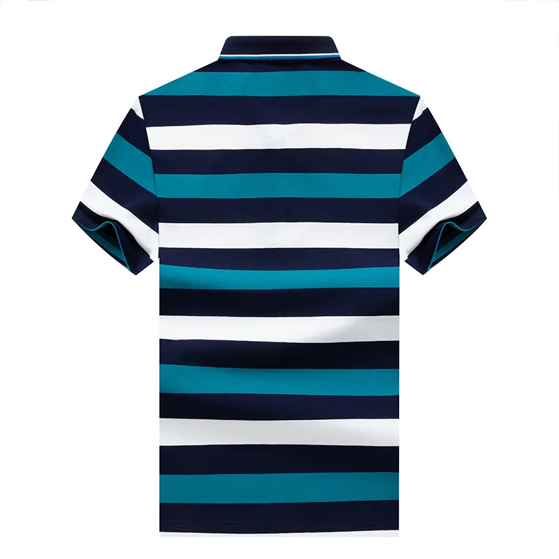 Мужская Повседневная рубашка поло из 85% хлопка деловая в полоску с короткими
