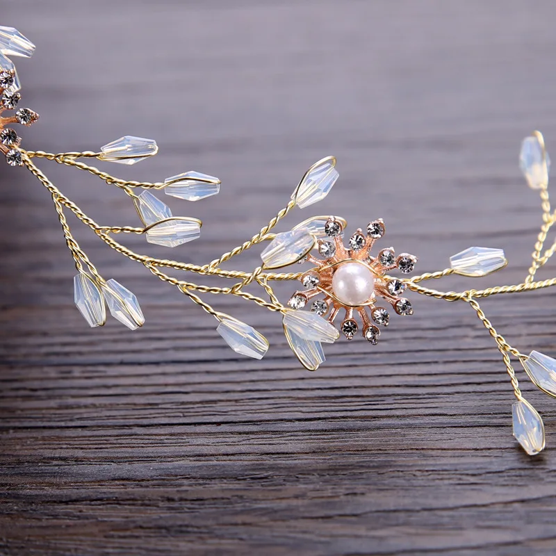 Украшение для волос с кристаллами вечерние Свадебные головные повязки цветами