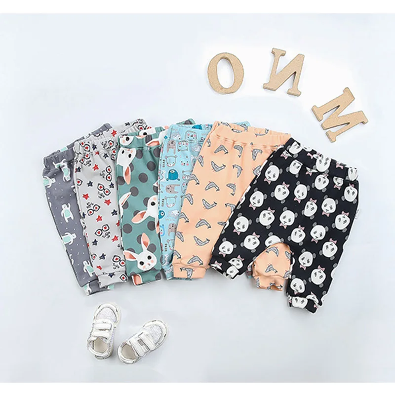 Шаровары в горошек милый мультфильм печати хлопок Джоггеры для Обувь мальчиков