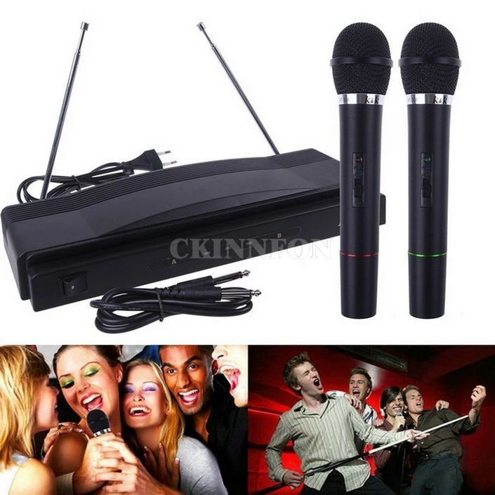 

10Set Professional Wireless Microphone System Dual Handheld 2 X Mic Receiver EU Plug (Color: Black)
