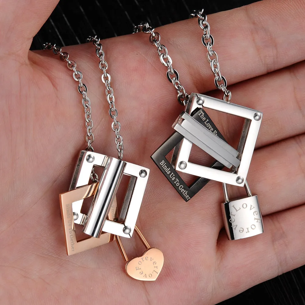 Подарок на день Святого Валентина кулон с замком из нержавеющей стали для его и