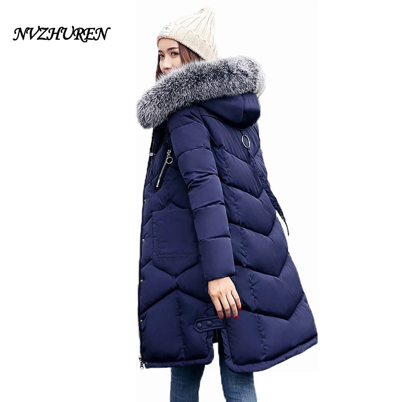 Nvzhuren 2018 Новый Для женщин Длинные зимняя куртка плюс Размеры теплое пальто