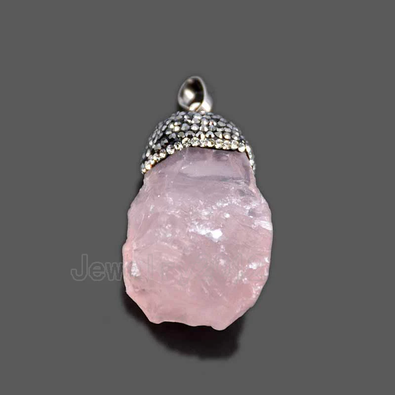 Rose Quartz 10 шт./лот натуральный неполированный Драгоценный Камень Стразы целительная Рейки Чакра самородок кулон бусины Diy ювелирных изделий - Окраска металла: Rose Quartz