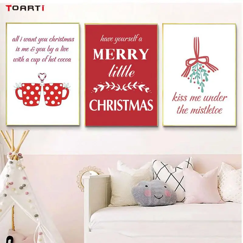 Веселые Рождественские елки художественный холст плакат домашняя гостиная