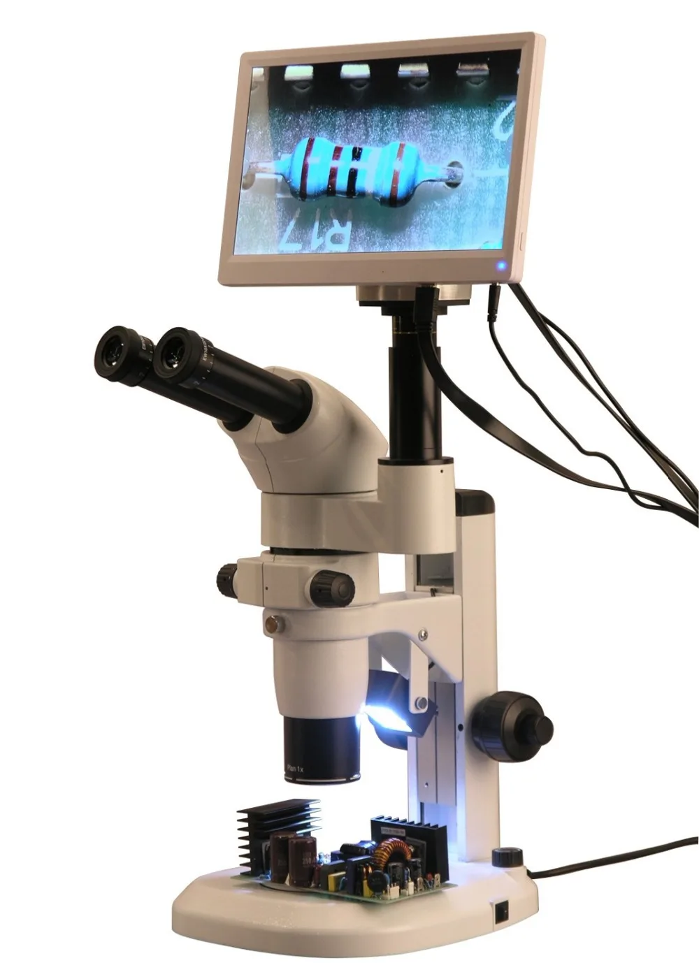 Стереомикроскоп AmScope 8X 80X Тринокулярный зум микроскоп с HDMI камерой 1920x1080 и