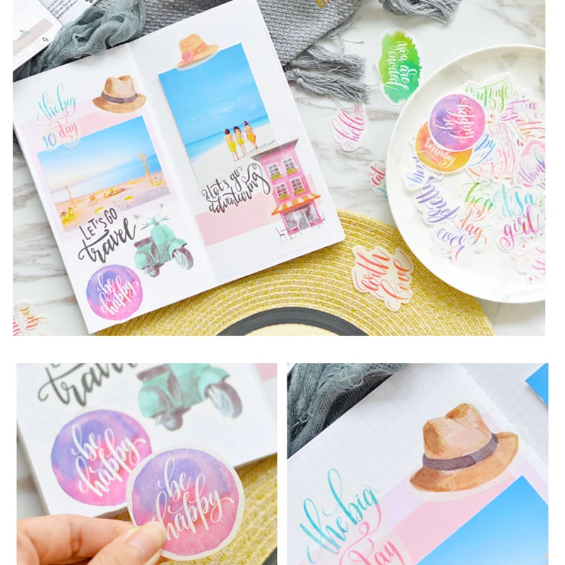 Lovedoki Водные Цвета английские слова стикер пакет пуля журнал наклейки