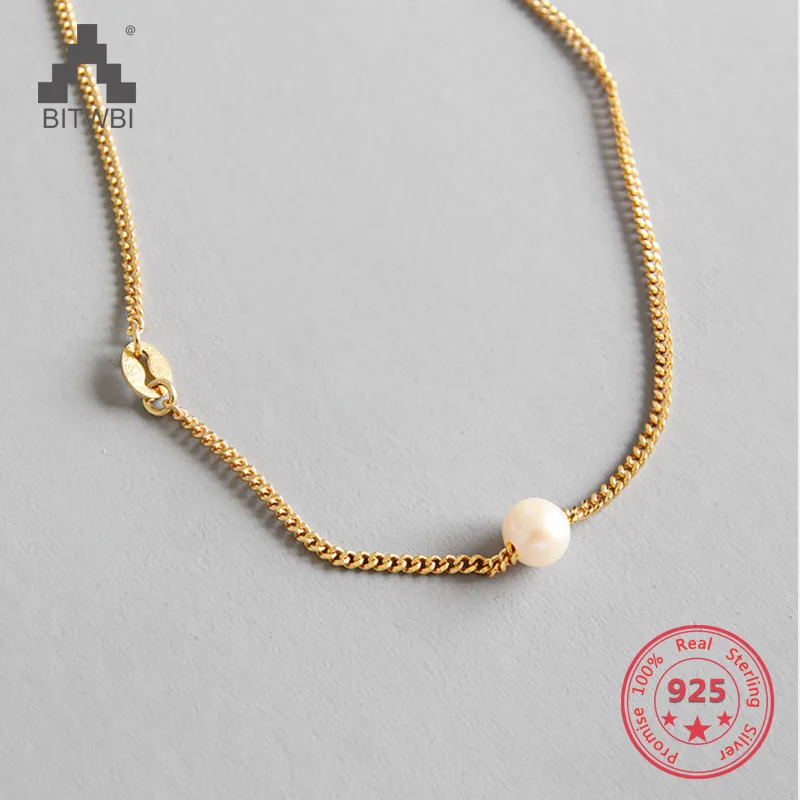 

100% S925 Sterling Silver Elegant Freshwater Pearl Clavicle Chain Necklace for Women Silver Jewelry