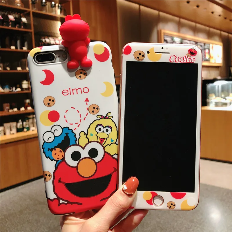 Для iphone 8 8plus 3D чехол для телефона с изображением улицы Сезам + закаленное стекло