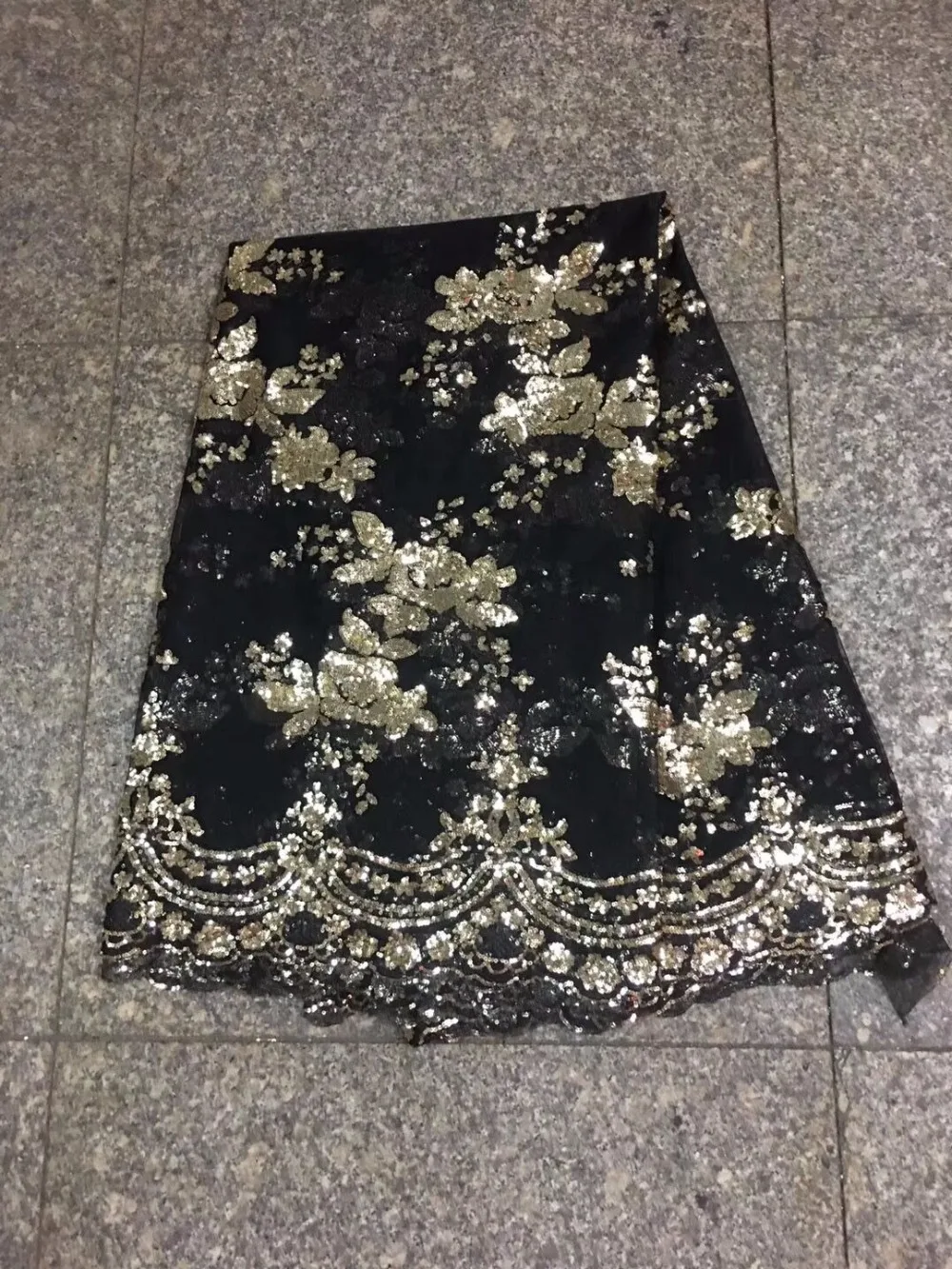 Черные золотые блестки Сетка Тюль кружевная ткань 2019 новейшие