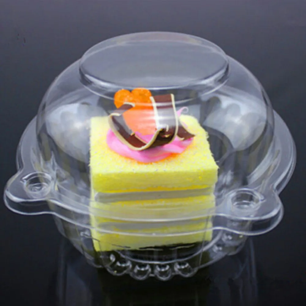 

100Pcs Plastic Single Cupcake Muffin Holders Cake Cases Boxe Cups Pods Party Cupcake Holders Boxes Pods