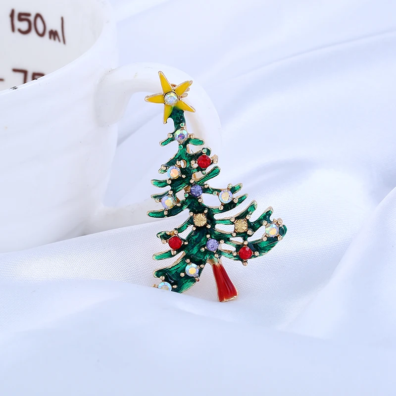Duohan красочный дешевые Рождество брошь Булавки Особенности яркие дерево с