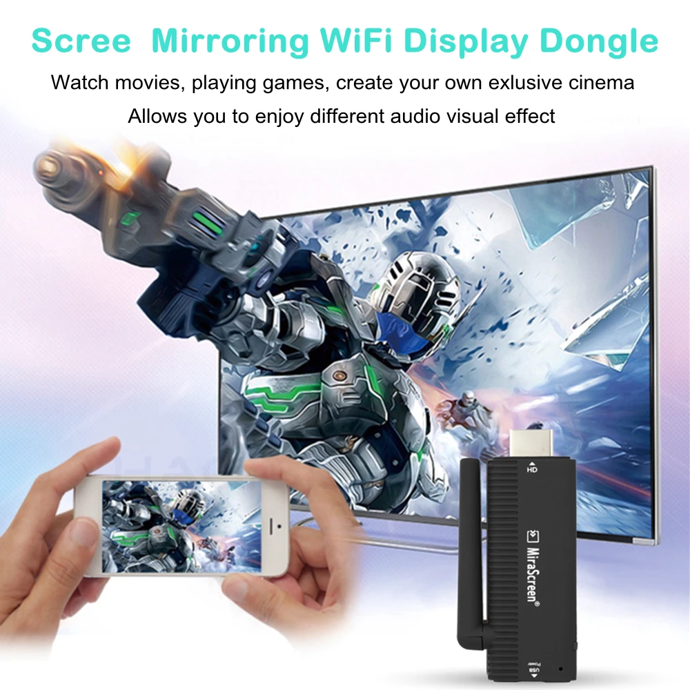 Mirascreen WiFi Дисплей HDMI донгл приемник медиа стример для Google 2 хром кром литой Miracast