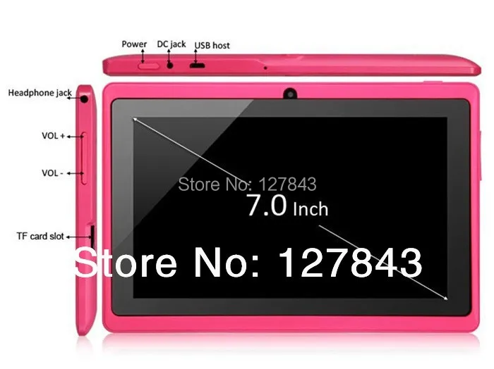 Бесплатная доставка DHL 10 шт./лот 7 дюймовый Q88 allwinner quad Core A33 android 4 2800 мАч 512 Мбит/с 8 ГБ