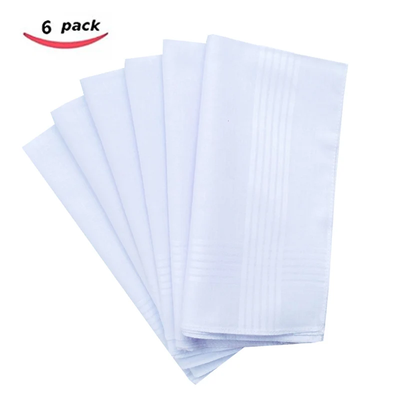HK006-6PCS BAIYIXIN хлопчатобумажные носовые платки, 6 пачек чистого хлопка белые карманные квадратные носовые платки/Карманный платок для(№ HAKSB006 - Цвет: HK006-6PCS