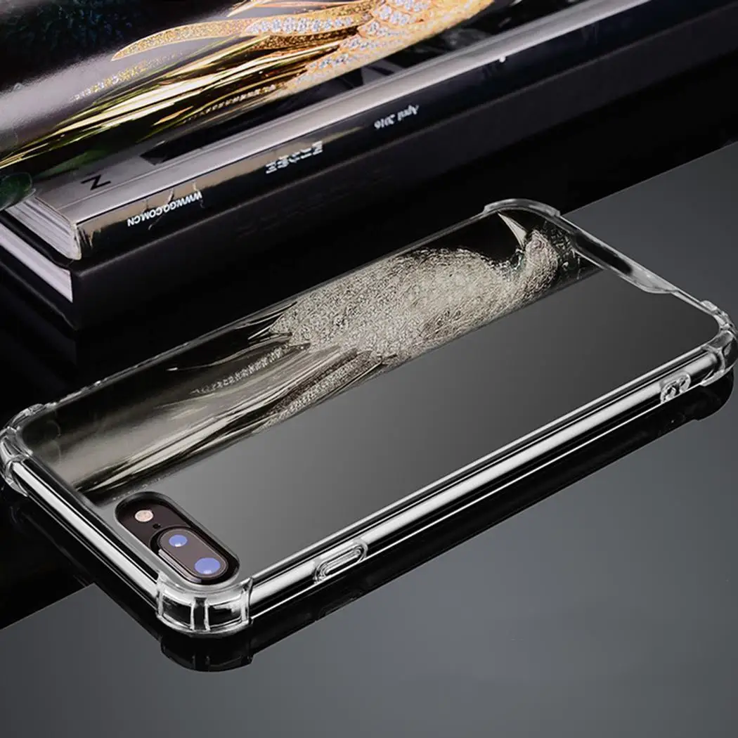 Модный стеклянный зеркальный чехол для iPhone 7 с зеркальной поверхностью и защитой