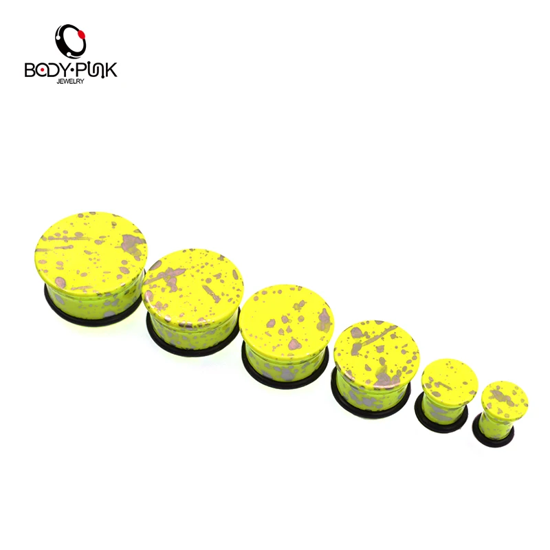 1 пара желтые ушные пробки и туннели для плоти растягивающие манометры