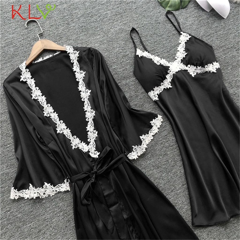 Женская одежда для сна 5 шт. пижамные комплекты размера плюс 5XL сексуальная кружевная атласная одежда для сна Babydoll нижнее белье Интимная Дамская пижама mujer 18Jan12