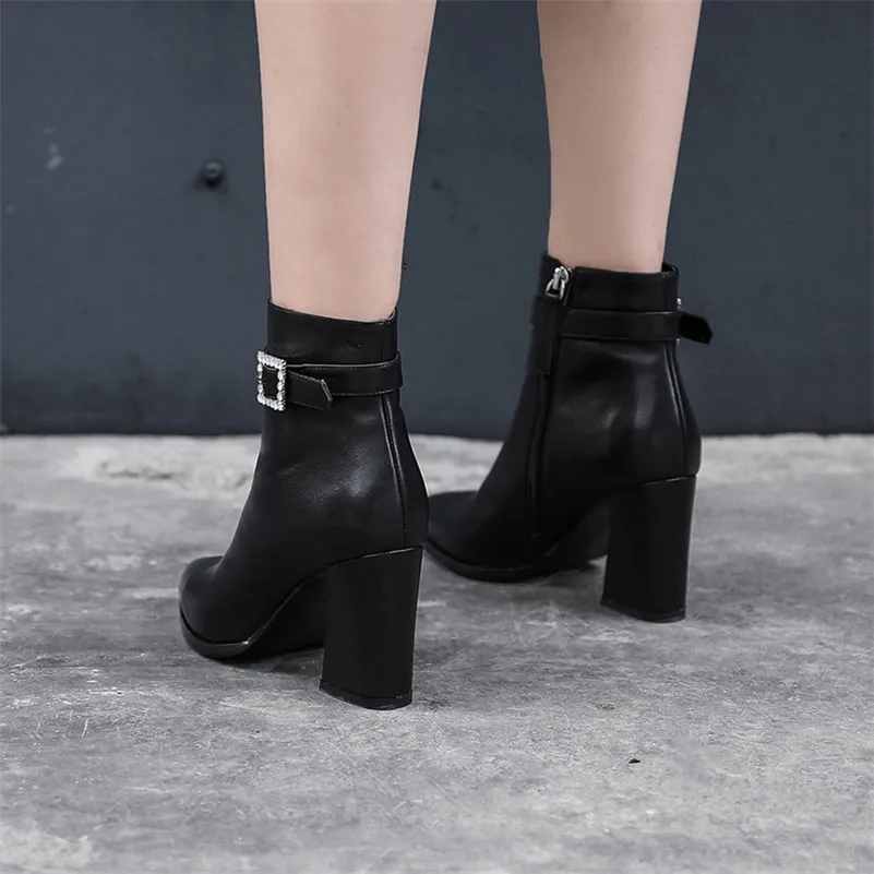 FEDONAS/Брендовые женские ботильоны со стразами и пряжкой обувь с острым носком для