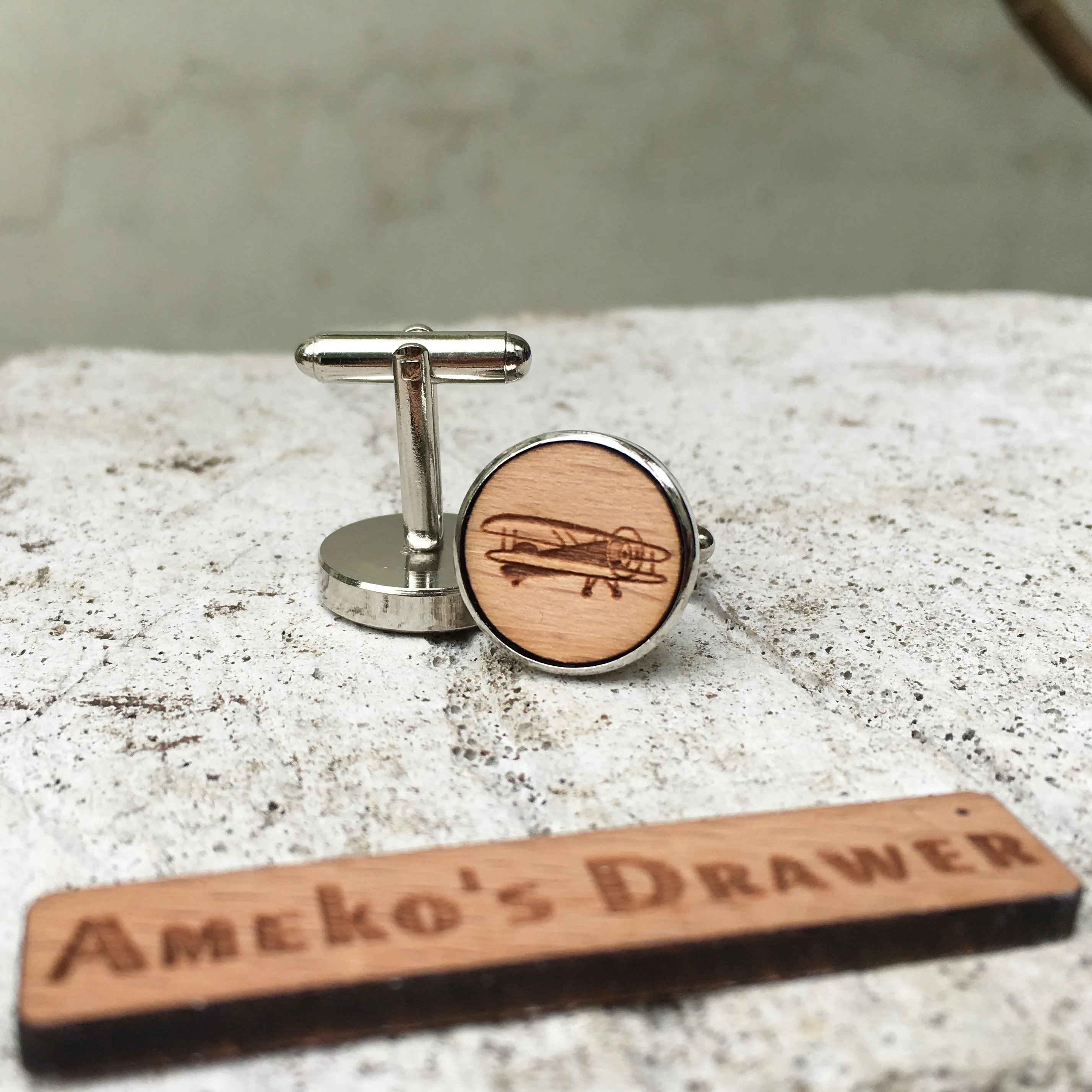 Запонки с лазерной гравировкой двойные запонки деревянными элементами
