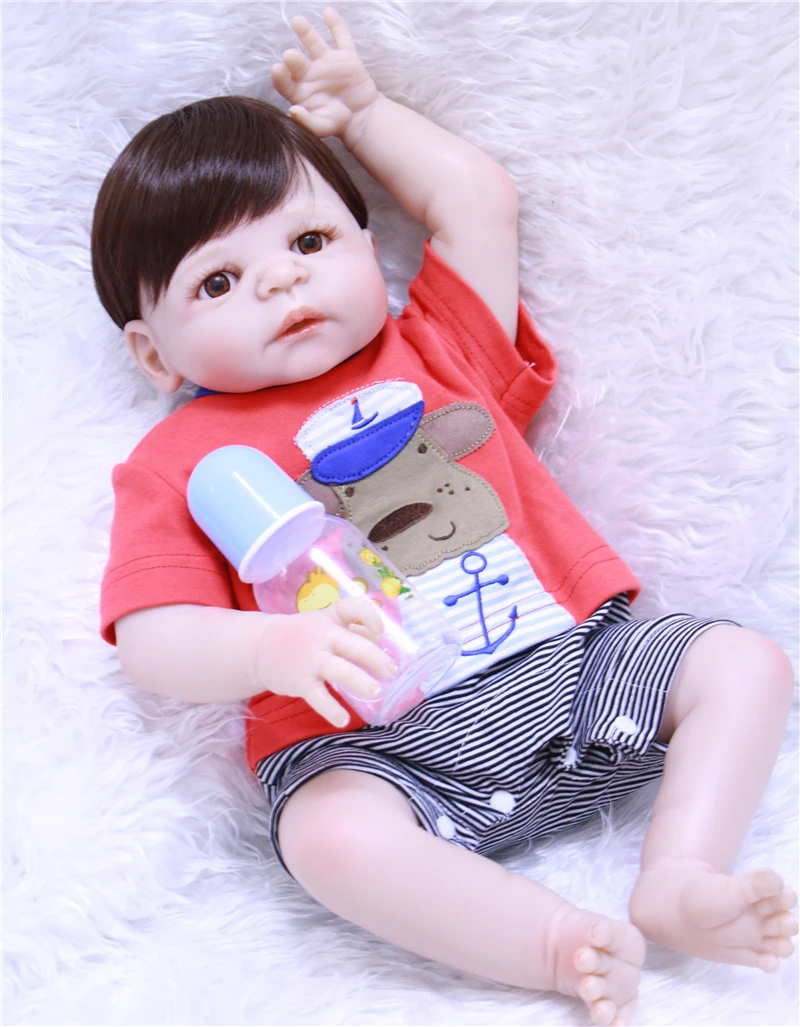 22&quot girl boy bebe doll reborn full body silicone vinyl babies children bath toys NPK realista bonecas | Игрушки и хобби