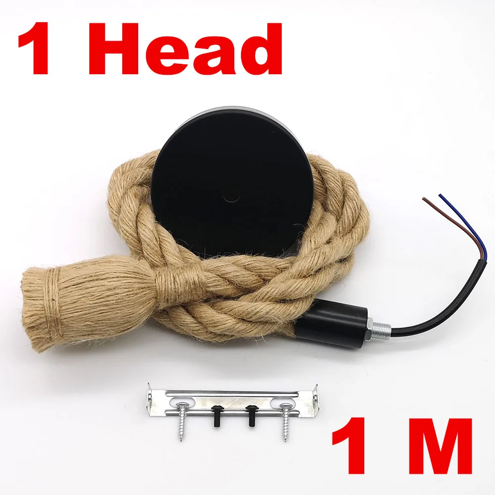 1M single Head Винтажный подвесной светильник из пеньковой веревки AC90-260V E27 Лофт креативная личность промышленный подвесной светильник Ретро подвесной светильник для гостиной - Цвет корпуса: 1M single Head