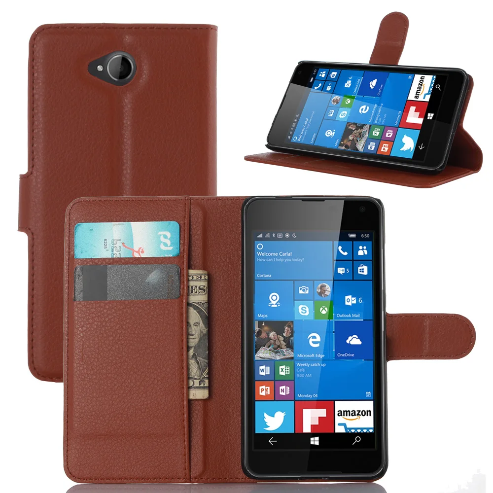 Кожаный чехол книжка с кошельком для Nokia Microsoft Lumia 650 две SIM карты RM 1152 подставкой|case