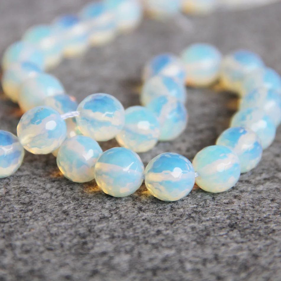 

Opal 12mm Imitation Sri Lanka Moonstone Faceted Loose Round beads Girl gift DIY Manual Jewelry making design 15'' 2pc/lot