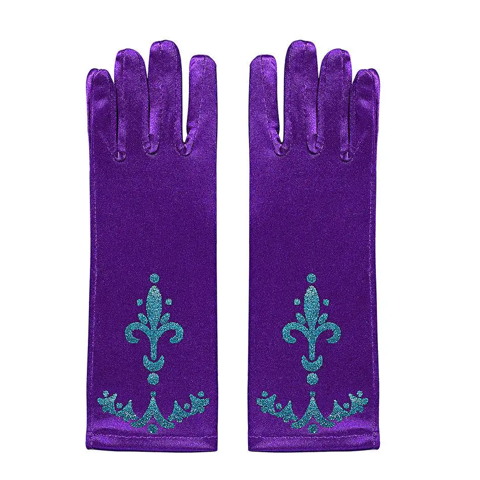 Purple Платье принцессы для девочек; длинные перчатки для дня рождения, Хэллоуина; вечерние аксессуары для костюмированной вечеринки; варежки для девочек; Свадебные перчатки - Цвет: Purple