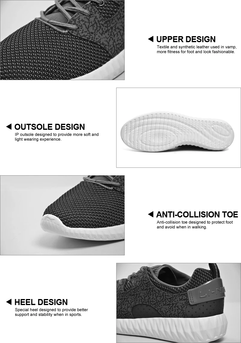 Li-Ning/мужская стильная обувь для образа жизни; текстильные мягкие дышащие кроссовки; спортивная обувь с подкладкой для фитнеса; AGLM005 YXB047