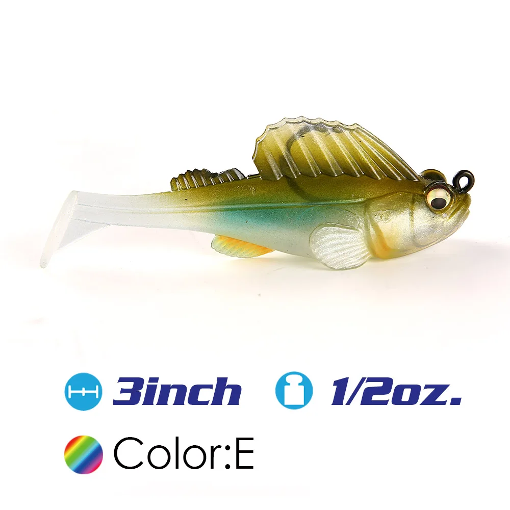 colorE Fstk 3 дюймов 1/2oz приманка со свинцовым темно спальная плавающие приманки крючковый лов Япония весло хвост мягкие щука приманки для рыбалки, мягкие приманки - Цвет: colorE