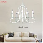 Винтажная люстра из кованого железа E14, белый, черный железный светильник, люстра в американском стиле, светильник, светильники