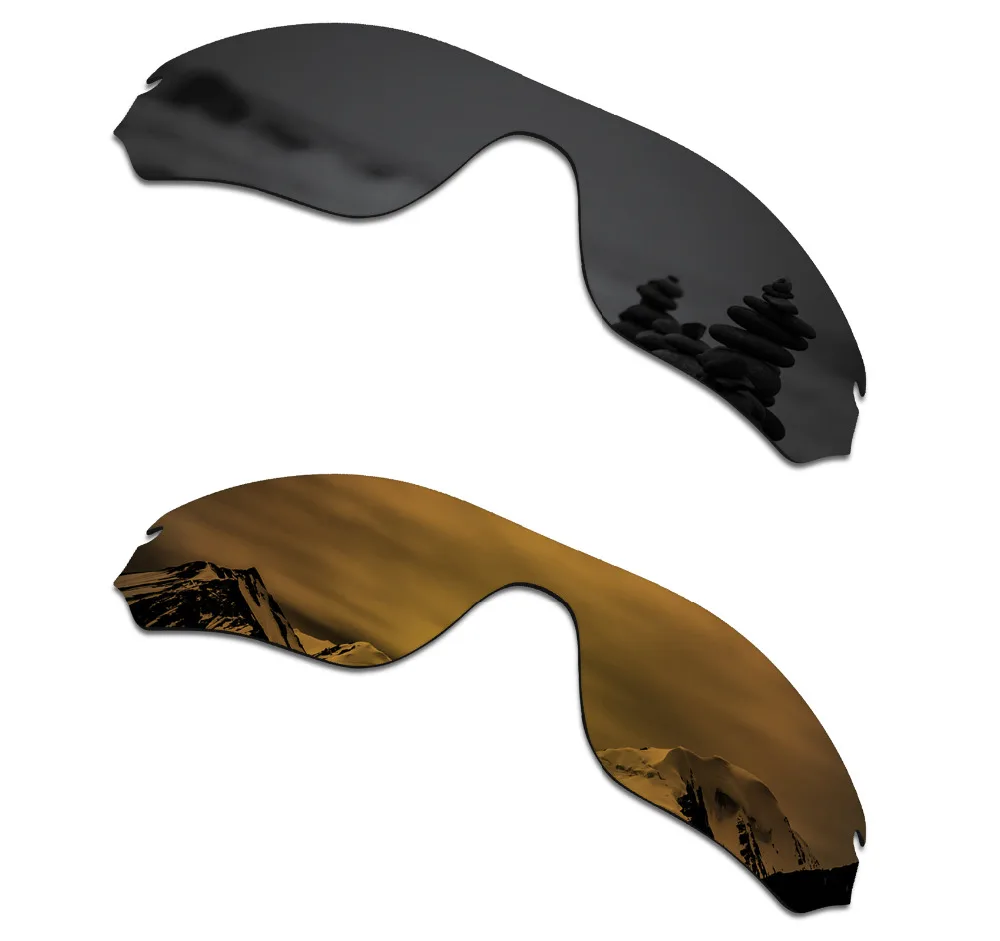 SmartVLT 2 Pieces Polarized Sunglasses Replacement Lenses for Oakley Radar Edge Stealth Black and Bronze Gold