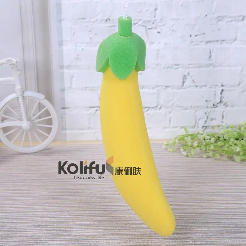 banana 1pcs Kolifu милые фруктовые шарики для ванны, насыщенные пузырьки, губка для душа, щетка для мытья, скруббер, сетка, мягкая пуховка, набор для ванной комнаты KLF007 - Цвет: banana 1pcs
